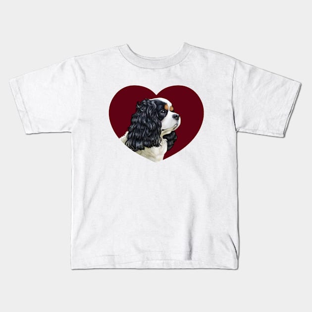 Cavalier King Charles Spaniel - Tri in a Heart Kids T-Shirt by jollyinu